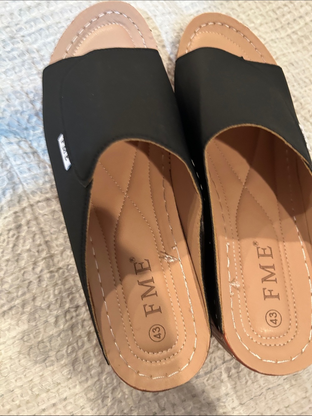 ME Makeover Essentials Black Slide Mules with Tan Footbed